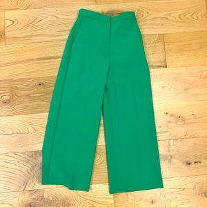 Green wide leg trousers